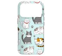 Custodia per iPhone 17 Pro Cute Cats With Claws Lazy Cat Pet Pattern in Teal