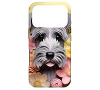 Custodia per iPhone 17 Pro Cute Dog Mom Graphic With Paper Flowers Miniature Schnauzer