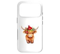 Custodia per iPhone 17 Pro Cute Highland cow Christmas Santa Hat Country Heifer Farm
