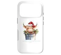 Custodia per iPhone 17 Pro Cute Highland Cow Christmas Santa Hat Country Heifer Farm