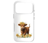 Custodia per iPhone 17 Pro Cute Highland cow with sunflowers country Heifer Farm Farmer