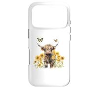 Custodia per iPhone 17 Pro Cute Highland cow with sunflowers country Heifer Farm Farmer