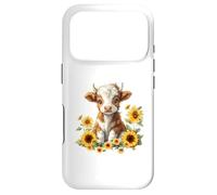 Custodia per iPhone 17 Pro Cute Highland cow with sunflowers country Heifer Farm Farmer