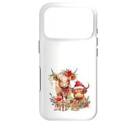 Custodia per iPhone 17 Pro Cute Highland Cows Christmas Santa Hat Country Heifer Farm