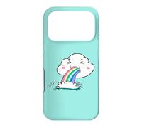 Custodia per iPhone 17 Pro Cute Kawaii Rainbow Puking Cloud Design
