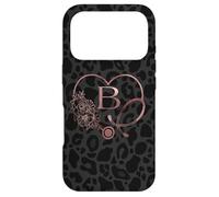 Custodia per iPhone 17 Pro Cute Letter B Initial Monogram Nurse Rose Pink Stethoscope