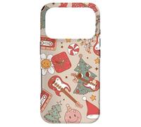 Custodia per iPhone 17 Pro Cute Retro Christmas Pattern Tree Smiling Groovy Music Beige