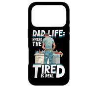 Custodia per iPhone 17 Pro Dad Life Where The Tired Is Real Funny Dad Citazione Nuovo Padre