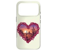 Custodia per iPhone 17 Pro Desert Heart Cactus Tramonto Southwest Romance Wall Art