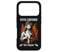 Custodia per iPhone 17 Pro Diavolo Crusher Sin Slayer Gesù Guerra Spirituale Cristiana