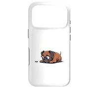 Custodia per iPhone 17 Pro Divertente cane boxer curioso che guarda una piccola formica