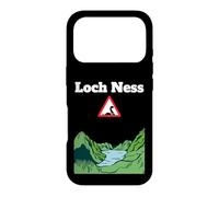 Custodia per iPhone 17 Pro Divertente cartello stradale di avvertimento di Loch Ness, mostro Nessie