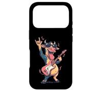 Custodia per iPhone 17 Pro Divertente cartone animato mucca a dondolo chitarra stile vintage