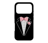 Custodia per iPhone 17 Pro Divertente costume da smoking per adulti con papillon rosa con fiore all'occhiello