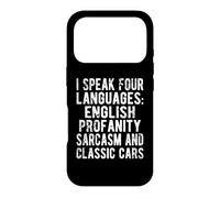 Custodia per iPhone 17 Pro Divertente design umoristico con auto classiche in quattro lingue