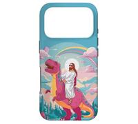 Custodia per iPhone 17 Pro Divertente Gesù che cavalca T-Rex Dinosaur Meme Parodia per i credenti