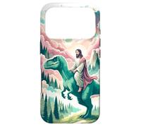 Custodia per iPhone 17 Pro Divertente Gesù che cavalca T-Rex Dinosaur Meme Parodia per i credenti