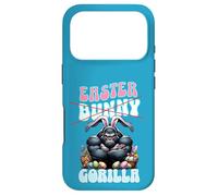 Custodia per iPhone 17 Pro Divertente gorilla di Pasqua con orecchie da coniglio Pasqua