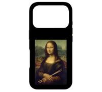Custodia per iPhone 17 Pro Divertente Mona Lisa Holding Drum Sticks Umorismo tamburo per batteristi