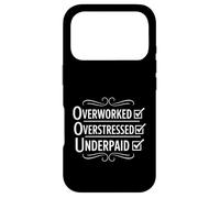 Custodia per iPhone 17 Pro Divertente Overwork Overstressed Underpaid Checklist
