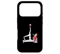 Custodia per iPhone 17 Pro Divertente Reformer Pilates con Babbo Natale clausola e vino