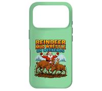 Custodia per iPhone 17 Pro Divertente renna di Natale fango wrestling Babbo Natale vacanza