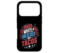 Custodia per iPhone 17 Pro Divertente rosso bianco e ossessionato dai tacos cibo messicano patriottico