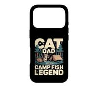 Custodia per iPhone 17 Pro Divertente scena da campeggio di Cat Dad Camp Fish Legend