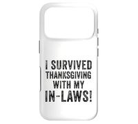Custodia per iPhone 17 Pro Divertente, sono sopravvissuto al Ringraziamento con le mie suocere Turchia Bavaglio