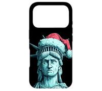 Custodia per iPhone 17 Pro Divertente volto della libertà con cappello di Babbo Natale per gli amanti delle statue