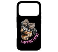 Custodia per iPhone 17 Pro Do What I Want Leopard Print Bow Girl Rottweiler Puppy Lover