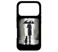 Custodia per iPhone 17 Pro Donna e gatto sotto la pioggia con ombrello Vintage Cats Lover