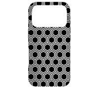 Custodia per iPhone 17 Pro Double Beehive Light Black-White Hexagon Honeycomb Pattern