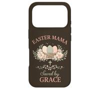 Custodia per iPhone 17 Pro Easter Mama Saved by Grace Floral Faith Citazione Design