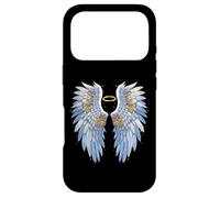 Custodia per iPhone 17 Pro Eleganti ali d'angelo con aureola celeste
