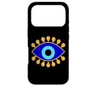 Custodia per iPhone 17 Pro Evil Eye in Blue Golden Nazar Protezione come Boho Spiritual