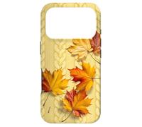 Custodia per iPhone 17 Pro Fall Leaves on Yellow Knitted Print Phone Accessories