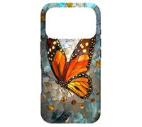Custodia per iPhone 17 Pro Farfalla Monarca Stained Art Deco Vintage