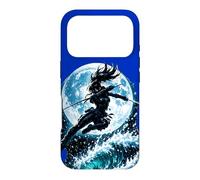 Custodia per iPhone 17 Pro Female Anime Ninja Warrior with Swords Under Full Moon