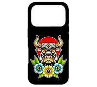 Custodia per iPhone 17 Pro Fierce Bull Nose Ring Flowers Tradizionale Flash Tattoo