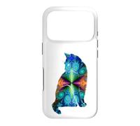 Custodia per iPhone 17 Pro Fractal Cat Silhouette Colorful Abstract Art
