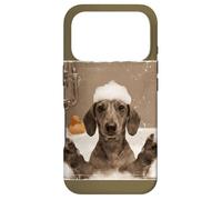 Custodia per iPhone 17 Pro Funny Bathtub Dog Dachshund Selfie
