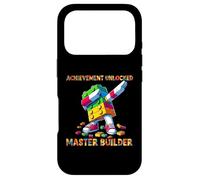 Custodia per iPhone 17 Pro Funny Blocks Bricks Toy Achievement Unlocked Master Builder