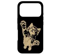 Custodia per iPhone 17 Pro Funny Cat Jumping Up Brown Distressed Vintage Grunge Graphic