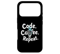 Custodia per iPhone 17 Pro Funny Code Coffee Repeat Programmer Skeleton Hand Design