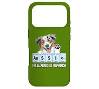 Custodia per iPhone 17 Pro Funny Elements of Happiness Blue Merle Aussie Lover