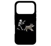 Custodia per iPhone 17 Pro Funny Miniature Schnauzer che corre Skeleton Halloween