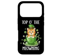 Custodia per iPhone 17 Pro Funny St Patricks Cat Top of Meowning Coffee Cats St Paddys