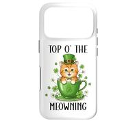 Custodia per iPhone 17 Pro Funny St Patricks Cat Top of the Meowning Coffee Cat Irish