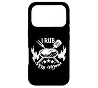 Custodia per iPhone 17 Pro Funny Text I Rub My Meat BBQ Dad Offset Smoker Pit Accessorio